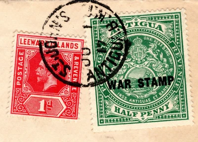ANTIGUA War Tax LEEWARD ISLANDS Cover *Mixed Franking* KGV 1917 WW1 USA YR49 - Image 1 of 4