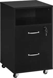 File Cabinet, under Desk Vertical Cabinet with 2 Drawers and Open Compartment, P - Picture 1 of 9