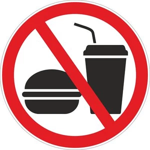 Essen und Trinken verboten Ø 95 mm Warn- Hinweis- und Verbotsschild Hart-PVC, se - Imagen 1 de 1