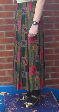Party, Occasion, vintage 80s midi/maxi A-line skirt, lined, bright print, 12