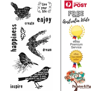 Estampillas de pájaros - Sueña, inspira, felicidad, crea, mirlos, golondrinas - Fiskars - Imagen 1 de 8