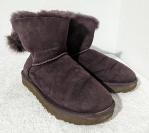 Ugg Mini Botas Clásicas de Invierno Puff Cristal Lazo Púrpura Para Mujer Talla US 9 - Imagen 1 de 11