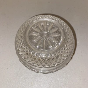 Vtg Round Indiana Glass Crystal Diamond Point Trinket Dish Candy Bowl With Lid - Picture 1 of 6