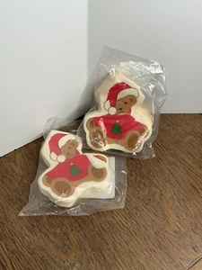 Servilletas de papel vintage sello Navidad rojo Navidad oso de peluche fiesta expreso - Imagen 1 de 3