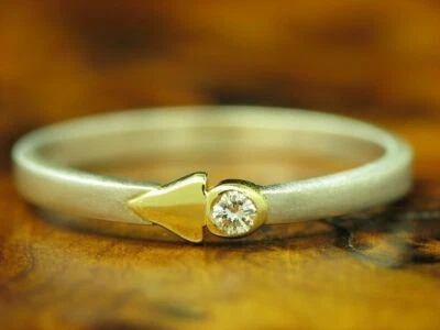 Quinn 950 Platin Ring mit 18kt 750 Gelbgold & Brillant Besatz / 2,1g / RG 52 - Bild 1 von 4