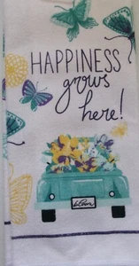 FULL UNCUT HAPPINESS GROWS HERE Print POLYESTER Kitchen Towel - Picture 1 of 1