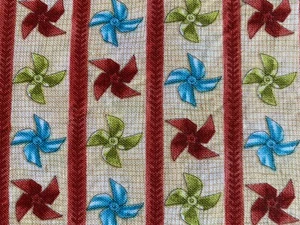 DEBBIE MUMM JO ANN~Fabric~Pinwheel Stripes Rows Borders~RED BLUE GREEN~4.75 YDS~ - Picture 1 of 3