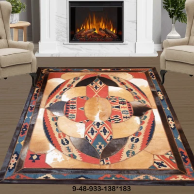 NEW Modern Luxury: Exquisite Handmade Cowhide & Persian Patchwork Area Rug 9-48 - Image 1 of 4