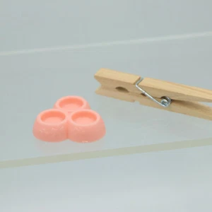 Triple comida rosa pálido melocotón mascota gato perro cuenco Littlest Pet Shop LPS casa de muñecas - Imagen 1 de 3