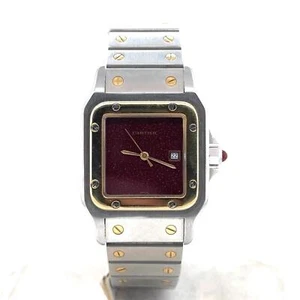 Cartier Carree Automatic 29mm 18k Yellow Gold/Steel Burgundy Dial Unisex 2960 - Picture 1 of 5