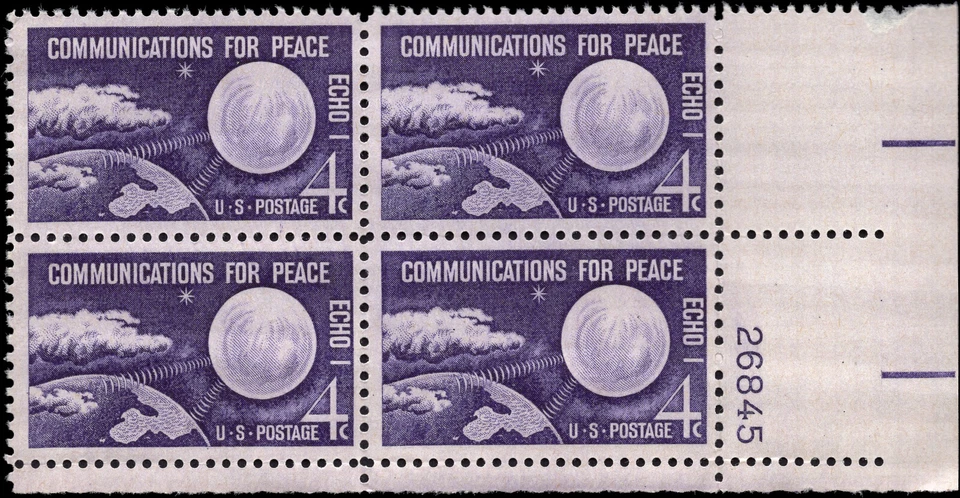 US Scott # 1173, Communications for Peace, Plate Block of (4) 1960 4¢ Stamps MNH - Image 1 of 1