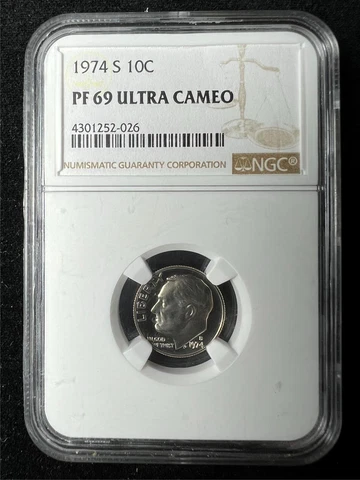 1974 S 10C Roosevelt Dime PF69 Ultra Cameo PR69 DCAM UCAM SKU 3209 Cover