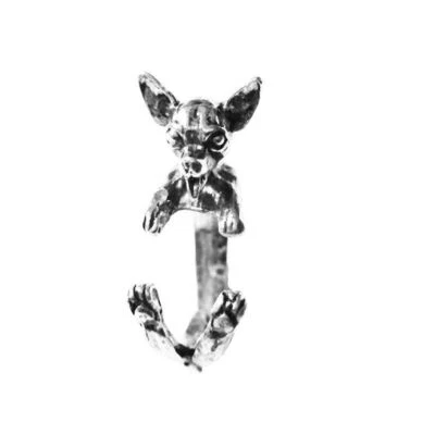Anillo retro para perro Chihuahua tamaño libre lindo animal hippie joyería para mujer Foto 1 de 4