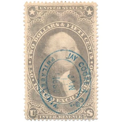 US Revenue Stamp R84c Inland Exchange, Jay Cooke & Co. Philadelphia cancel 1868 - Image 1 of 4