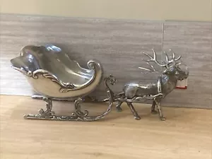 Large Stag Reindeer Sleigh Wine Champagne Chiller Holiday Party Stainless Steel - Picture 1 of 13