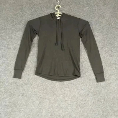 Camiseta alternativa para mujer extra pequeña negra manga larga suéter con capucha algodón Foto 1 de 4