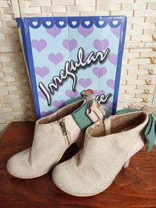 Irregular Choice Size UK 3 EU 36 Beige Pink Green Bow Detail Ankle Boot Bow... - Imagen 1 de 8