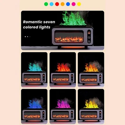 ▪ Black Fireplace Diffuser Vintage Flame Essential Oil USB Humidifier - Image 1 of 4