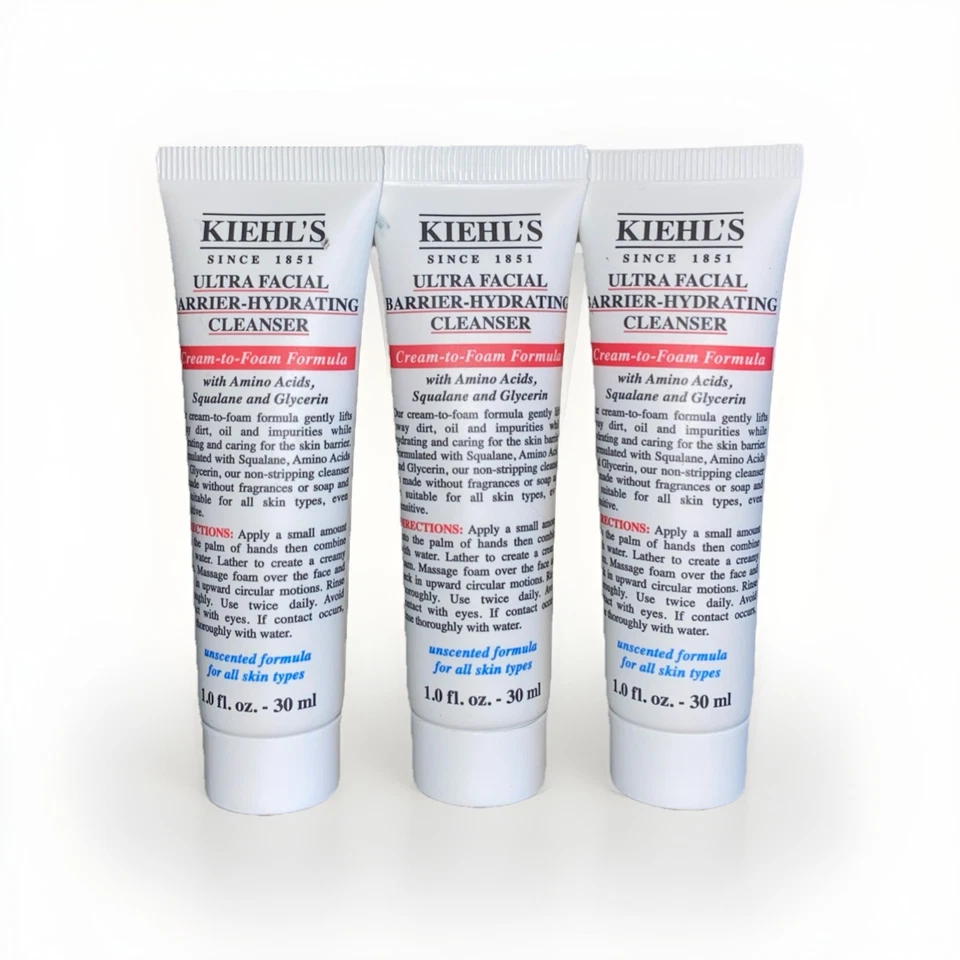 Limpiador hidratante barrera facial Kiehl’s Ultra, crema a espuma 1,0 oz/30 ML X 3 Foto 1 de 1