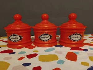 Vtg Emsa West Germany 1980s Kitchen Storage Jars Canisters Set Orange Plastic - Picture 1 of 11