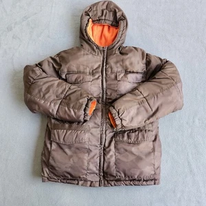 Camo Boys Jacket XL 14-16 Puffer Brown Orange Soft Lining Faded Glory Kids Youth - Picture 1 of 13