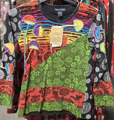 CAMISA VINTAGE DE ALGODÓN AGAN TRADERS NUEVA CON ETIQUETAS SETAS FLORAL  Foto 1 de 4