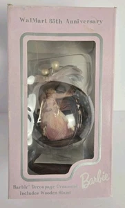 Mattel Barbie Decoupage Christmas Ornament 35th Anniversary In Box With Stand - Picture 1 of 6