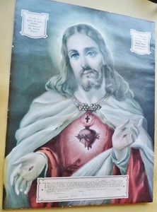 Sacred Heart of Jesus Christ Vintage Irish Catholic Holy Picture Print 16x12inch - Picture 1 of 1