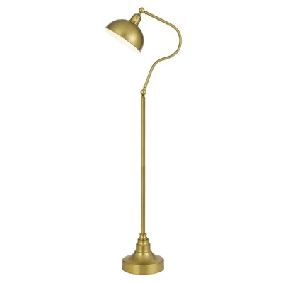 HOMEROOTS 60" Brass Traditional Shaped Floor Lamp With Antiqued Brass Dome Shade
