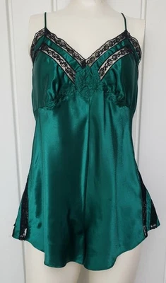 Vintage Victoria’s Secret Gold Label Satin Teddy Bodysuit Size Medium Green - Image 1 of 4