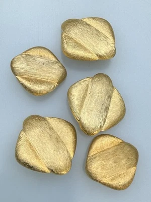 5 Vintage Gold Tone Metal Buttons Modernist Textured Shank 1 1/8” to 1” Lot - Image 1 of 2