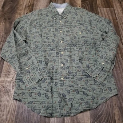 Camisa De Colección Bugle Boy Abotonada Manga Larga Estampado Hoja Mediana Verde Aop Foto 1 de 4