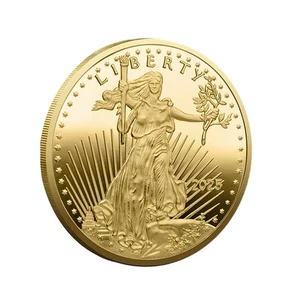 US Commemorative Challenge Coin American Eagle Gold 2025 Statue of Liberty - Foto 1 di 10
