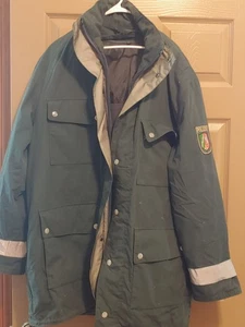 Vintage Deutsche Polizei Jacke Oliv EU Größe 54 (US 44 XL) Kapuze mit Innenfutter - Bild 1 von 5