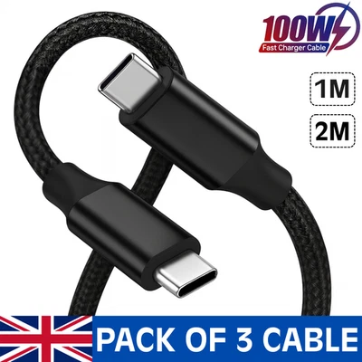 Type C to Type C Cable USB C Fast Charger Samsung Lead For iPhone 15 16 Pro Max - Image 1 of 4