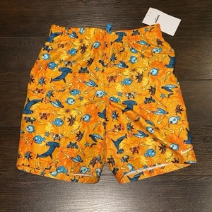 NWT! Nike Swim Trunks Water Shorts Boys Size M Fish Marine All Over Print Orange - Picture 1 of 7