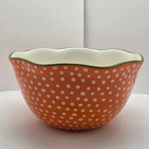 Pioneer Woman Flea Market Nesting Serving Mixing Bowl 9" Orange Polka Dots - Picture 1 of 5