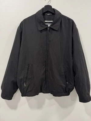 London Fog Men’s Size Large Black Full Zip Collared Bomber Jacket 2000s Vintage - Image 1 of 4