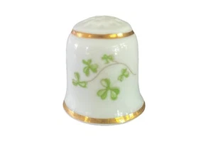 ~DE COLECCIÓN~FIRMADO~"BELLEEK"~IRLANDÉS~PORCELANA~DEDAL~con~TRÉBOL~TRÉBOL~HECHO~EN~IRLANDA - Imagen 1 de 3