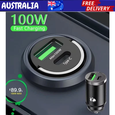 100W Mini Car Charger Lighter Fast Charging for iPhone QC3.0 Mini PD USB Type C - image 1 of 4