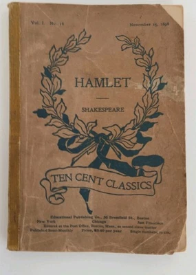 Vintage Hamlet Shakespeare Ten Cent Classics 1898 Vol 1 No 18, MAJOR WEAR - Image 1 of 4