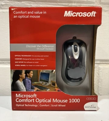 NEW IN BOX Microsoft Comfort Optical Mouse 1000 Wired USB Model 1068 - Image 1 of 4