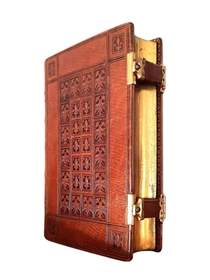 ⚜ (1868) CLASPED Missal CHROMOLITHOGRAPHS ⚜ Antique Christian Catholic Bible Art - Image 1 of 4