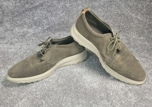 ECCO Mens sz 10 to 10.5 Hybrid Casual Oxford Wingtip Shoes Gray Suede Leather - Picture 1 of 10