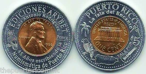 1966 PONCE PUERTO RICO Encased Cent Lucky Penny coin ficha token ANILLADO medal - Picture 1 of 4