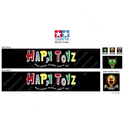 Tamiya 14th Scale 56302 56319 Reefer Happy Toyz Trailer Roof Decals Stickers Kit - Image 1 of 2