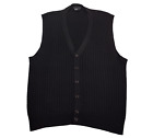 Gilet pull homme 100 % soie noir Tulliano tricoté câble boutons avant taille grande