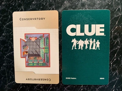 Clue   2002   Conservatory   LOCATION CARD  Game Replacement Card   Hasbro - Image 1 of 3