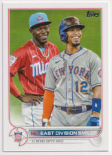 2022 Topps #98 NL East Division Smiles Lindor/Chisholm CL Mets/Marlins