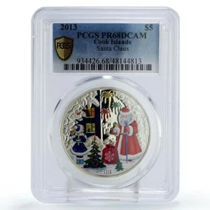 Cook Islands 5 dollars New Year Christmas Santa Claus PR68 PCGS silver coin 2013 - Picture 1 of 2